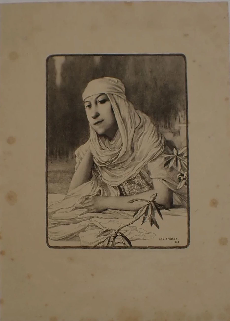 Litografia di donna araba, 1900